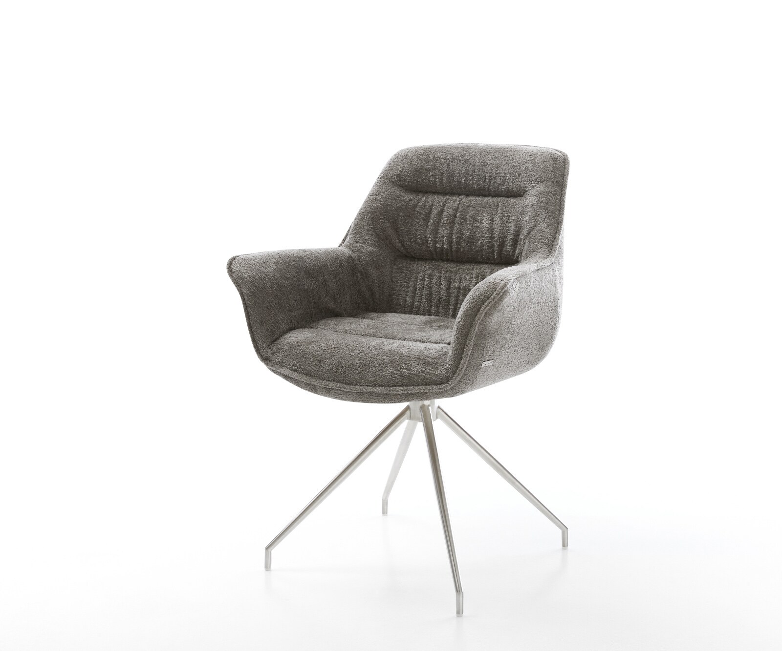 Стол за хранене Kaira-Flex Bouclé Soft Mud Кръстосана рамка от конична неръждаема стомана