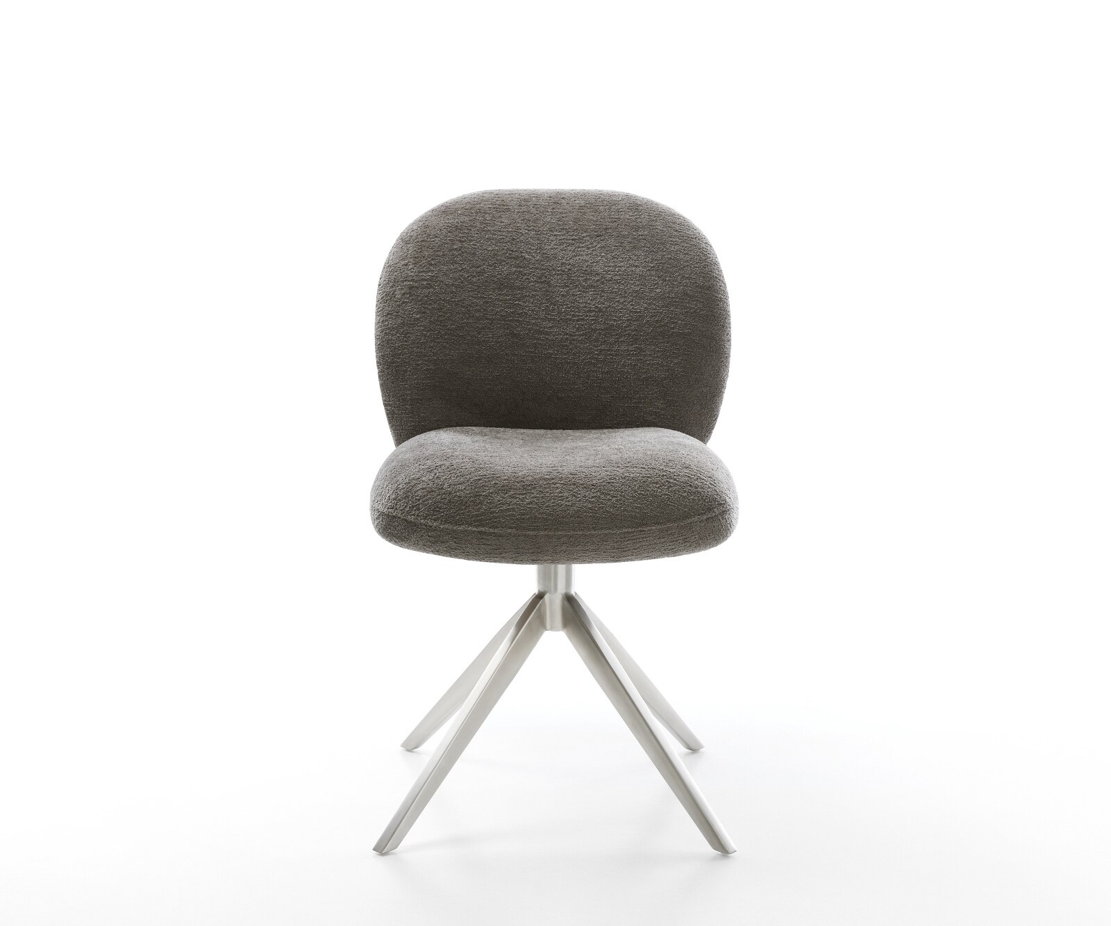 Въртящ се стол Nube-Flex Bouclé Soft Mud Кръстосана рамка широка Неръждаема стомана Въртене на 360° Люлееща се функция Ядро от джобни пружини 2