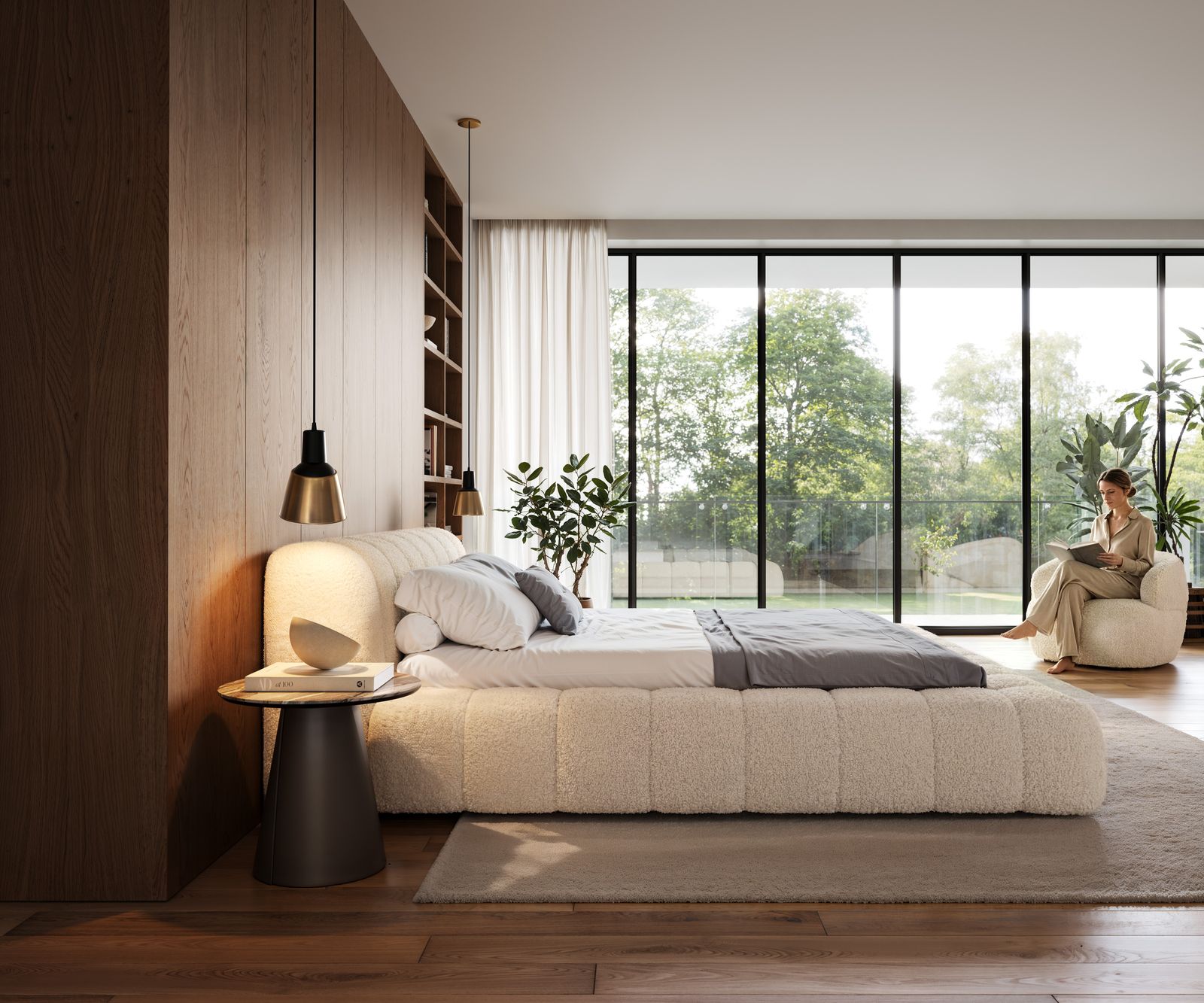 Тапицирана рамка за легло Cutio 180x200 cm teddy плат бежово 4