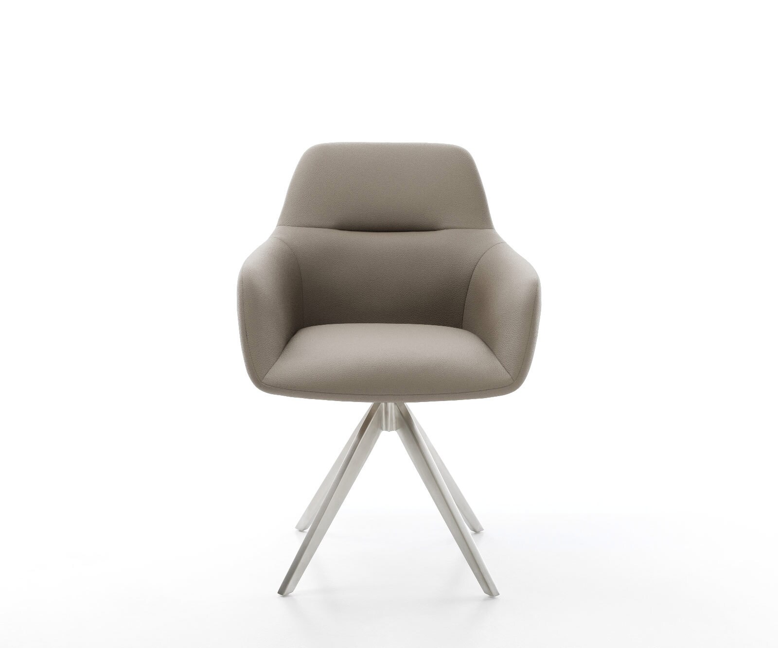 Врътящ се стол Естествена кожа Сиво-Кафяв Конус крак  Неръждаема стомана 180° въртящ се Pejo-Flex 2