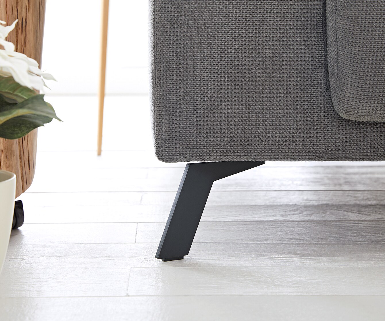 Ъглов диван Ordino 285x200 микрофибър сив османник дясно електрическо регулиране на дълбочината на седалката 8