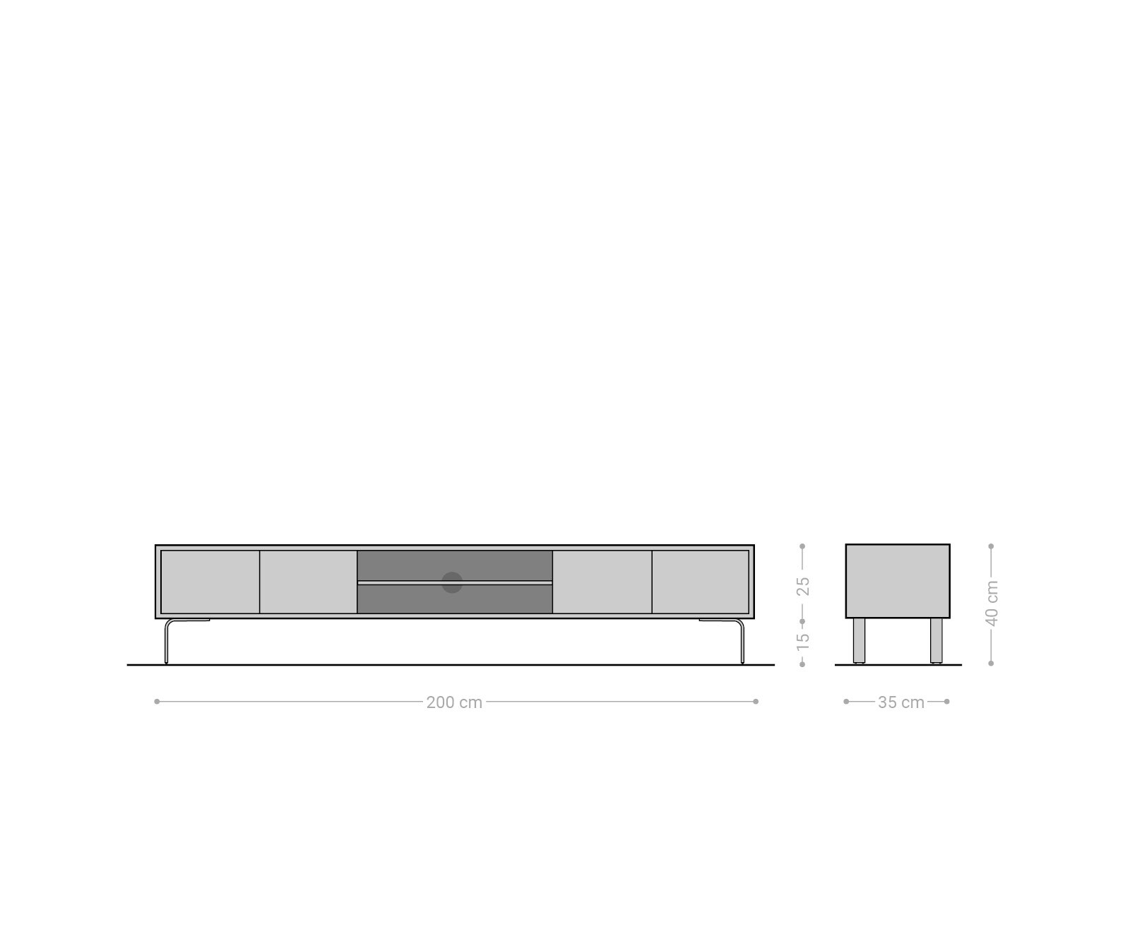 ТВ шкаф Fevo 200 cm Масив Акация, 2 Врати, Г-Крак, Кафяв 6