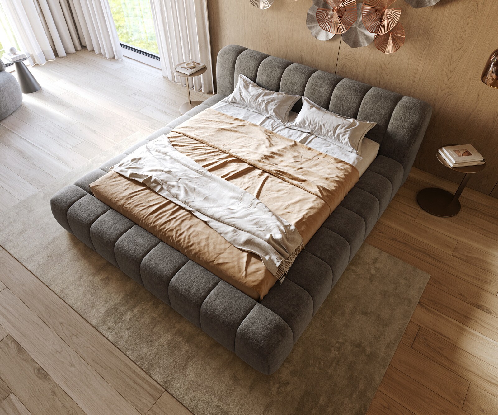 Тапицирана рамка за легло Cutio 180x200 cm Bouclé Soft Mud 1