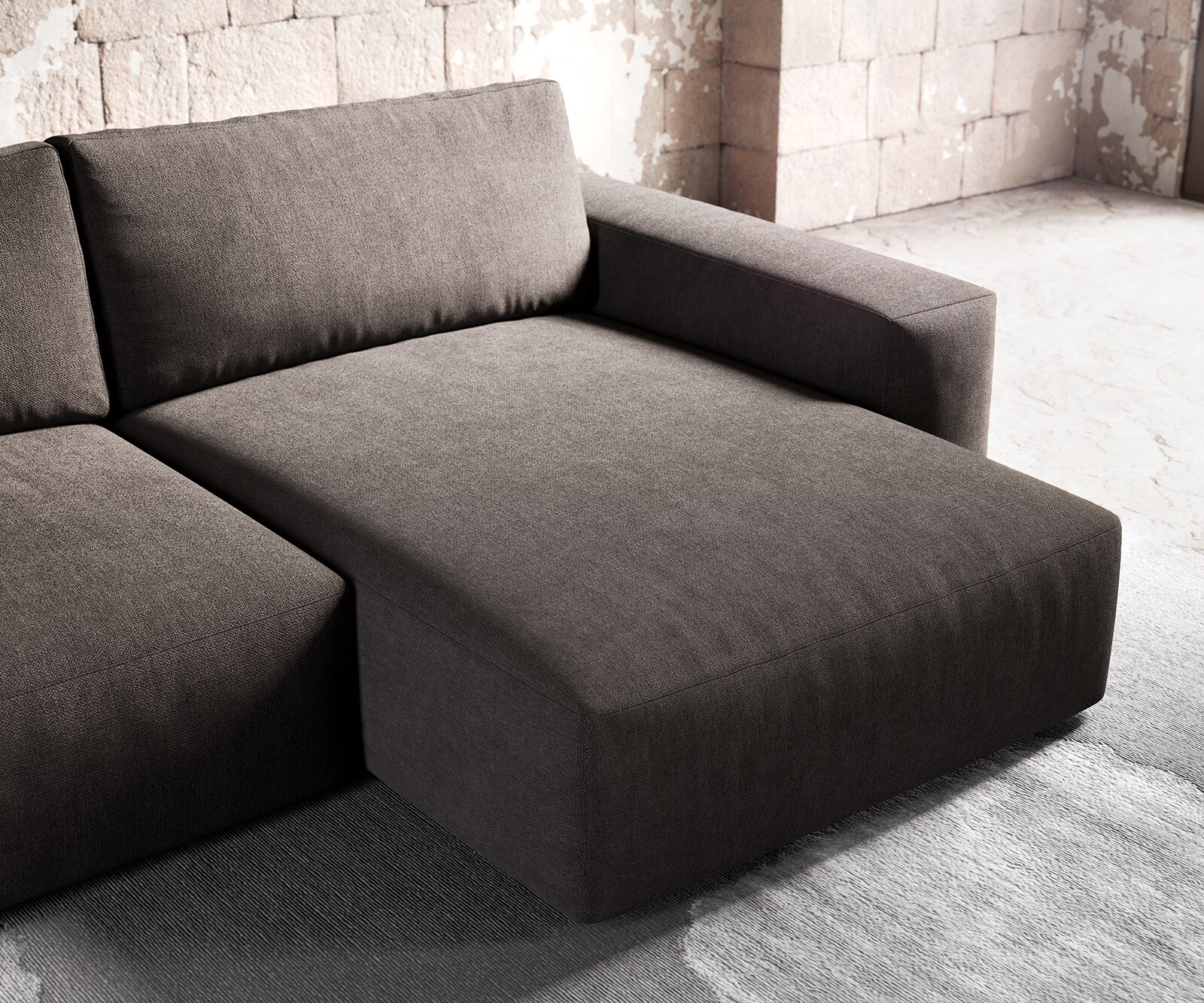 Ъглов диван  Lanzo XL 270x180 см Микрофибър Каки-Кафяв, Лява/Дясна Лежанка 5