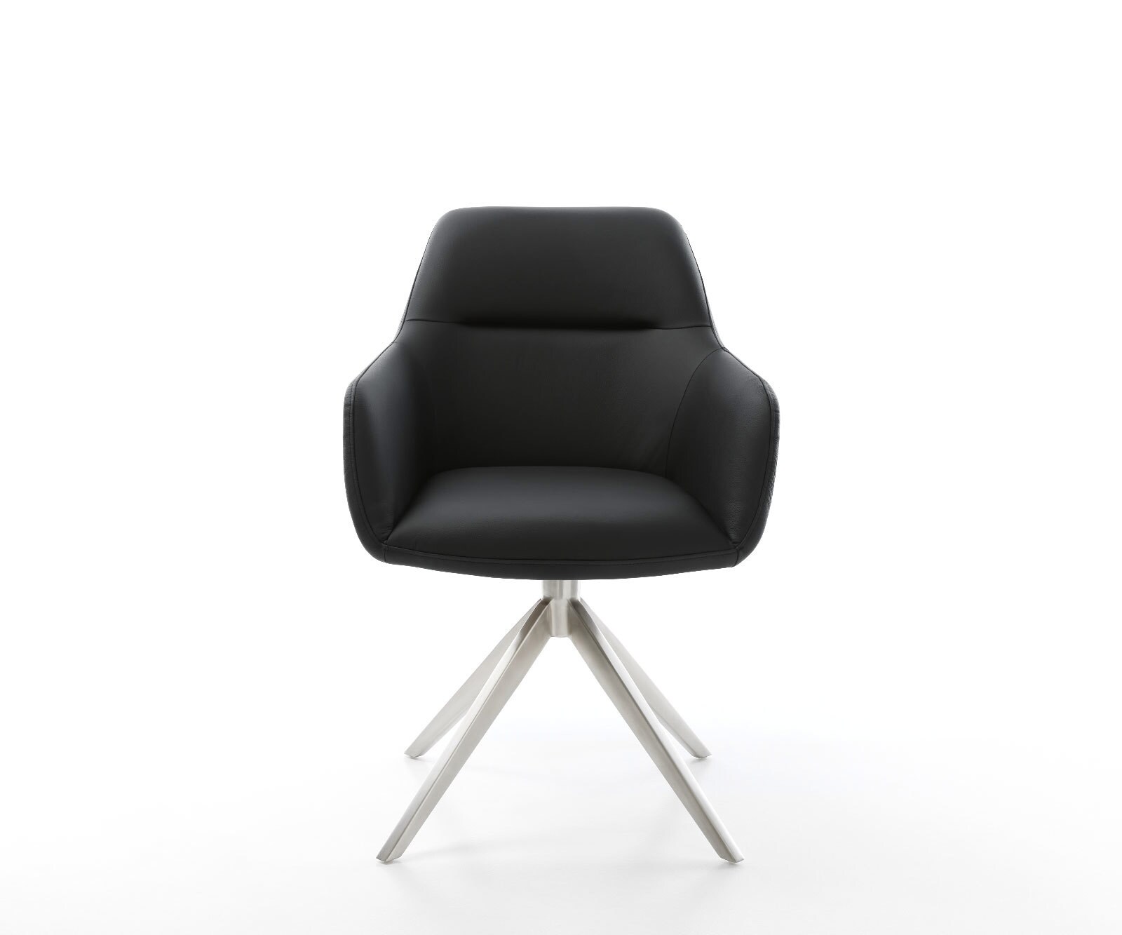 Въртящ се стол Pejo-Flex Естествена кожа Черна кръстосана рамка широка Неръждаема стомана Въртене на 360° Люлееща се функция Ядро от джобни пружини 1