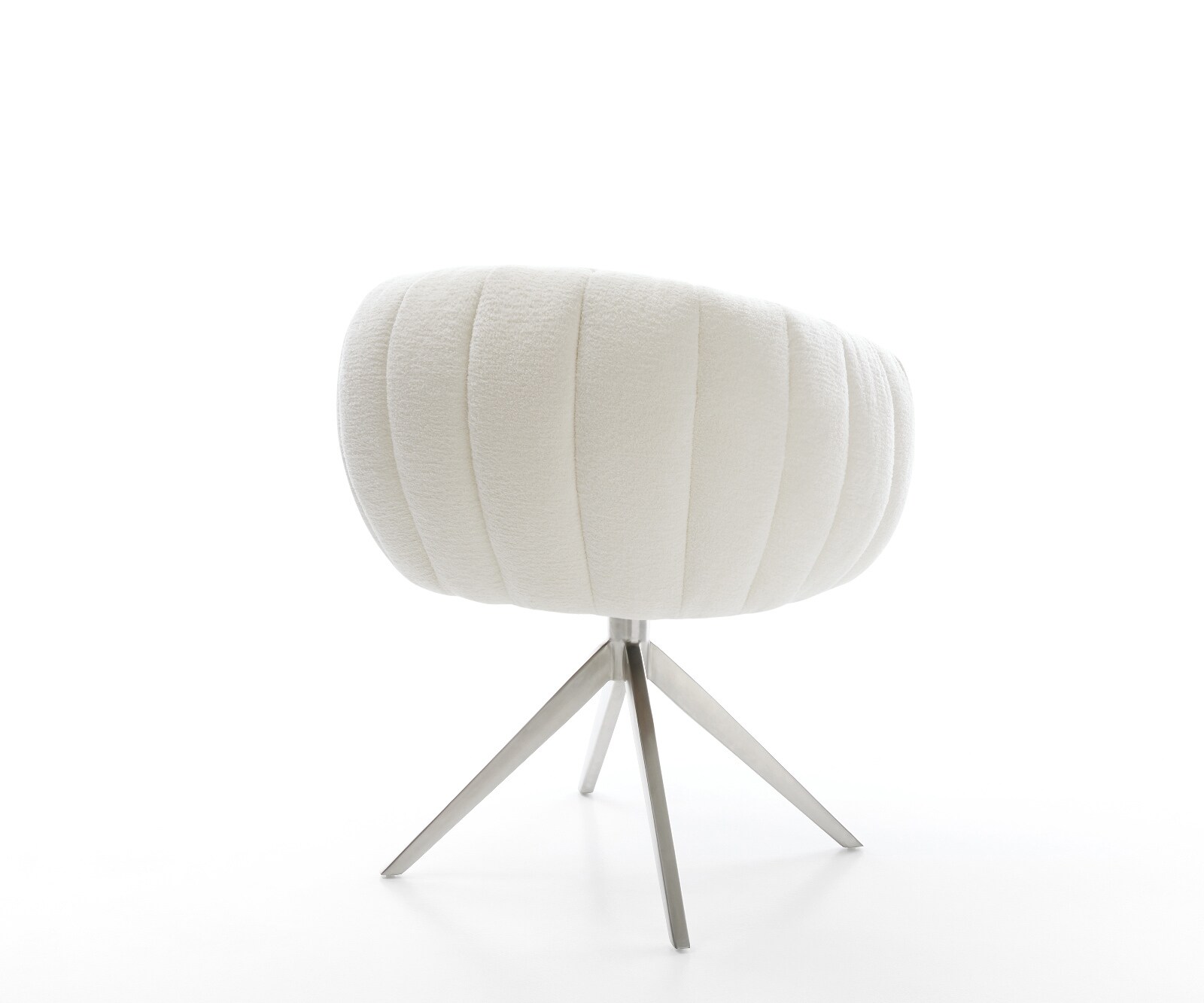 Въртящ се стол Jada-Flex Bouclé Soft Beige Широка кръстосана рамка Неръждаема стомана Въртене на 360° Люлееща се функция Ядро от джобни пружини 5