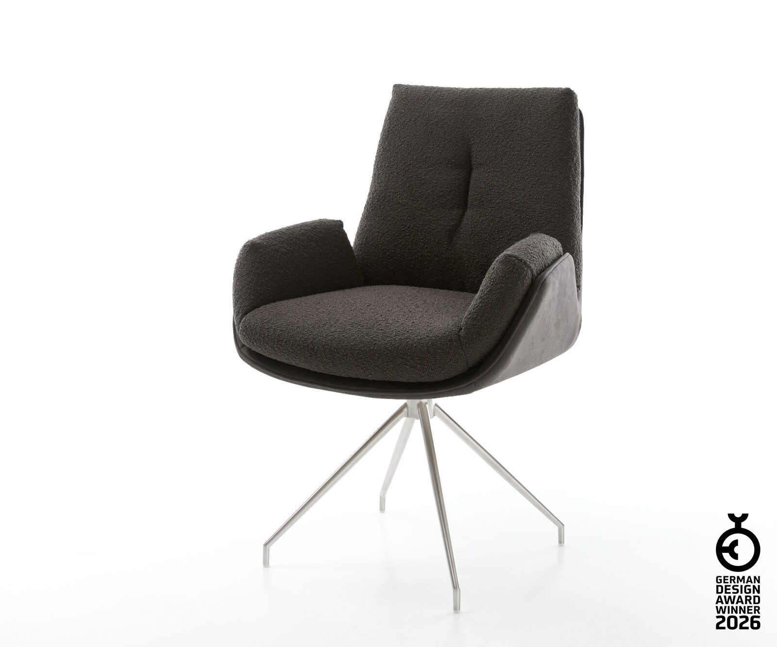 Врътящ се стол Комбинация от дамаски Черен Конус крак кръгъл Неръждаема стомана 180° въртящ се Clea-Flex