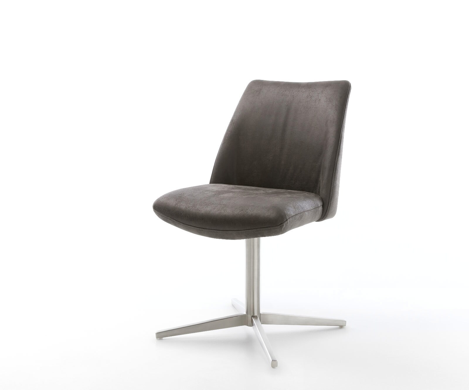 Врътящ се стол Микрофибър Антрацит Винтидж Офис основа Неръждаема стомана 360° въртящ се Покет пружина Elso-Flex 1