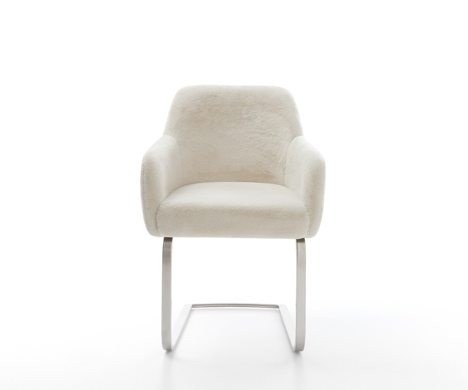 Стол с конзола Greg-Flex плюшен крем-бял Стол с конзола с плоска сърцевина от джобни пружини от неръждаема стомана 1