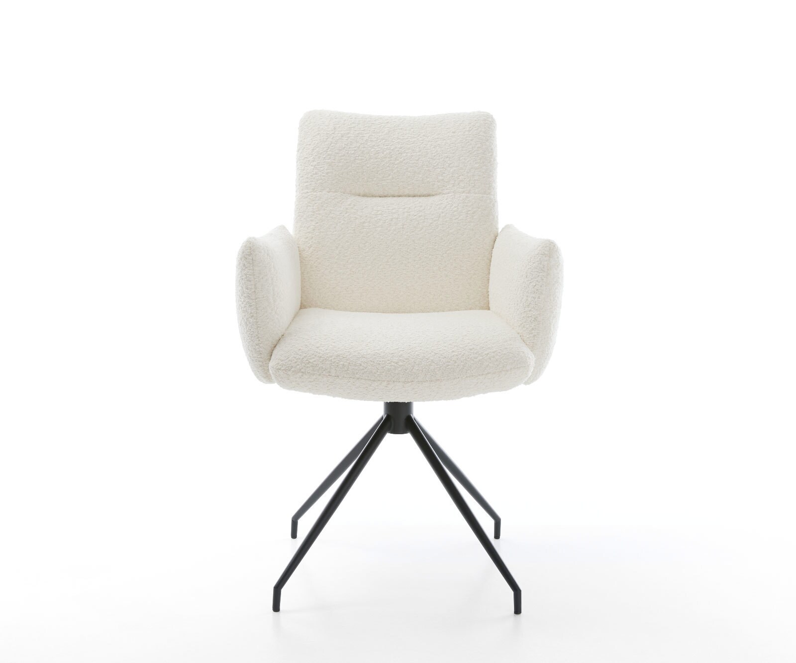 Врътящ се стол с подлакътници Букле Бял Конус крак кръгъл Черен 180° въртящ се Покет пружина Jova-Flex 2