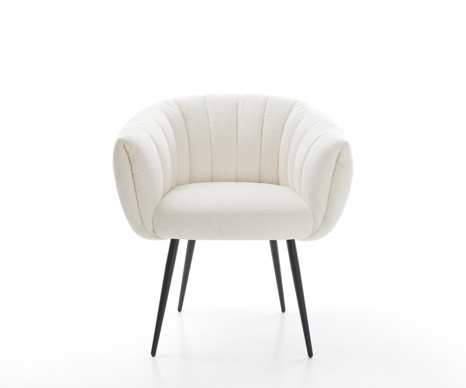 Трапезен стол Jada-Flex Букле, Soft Beige 4-крака с конусовидна сърцевина от черни джобни пружини 2