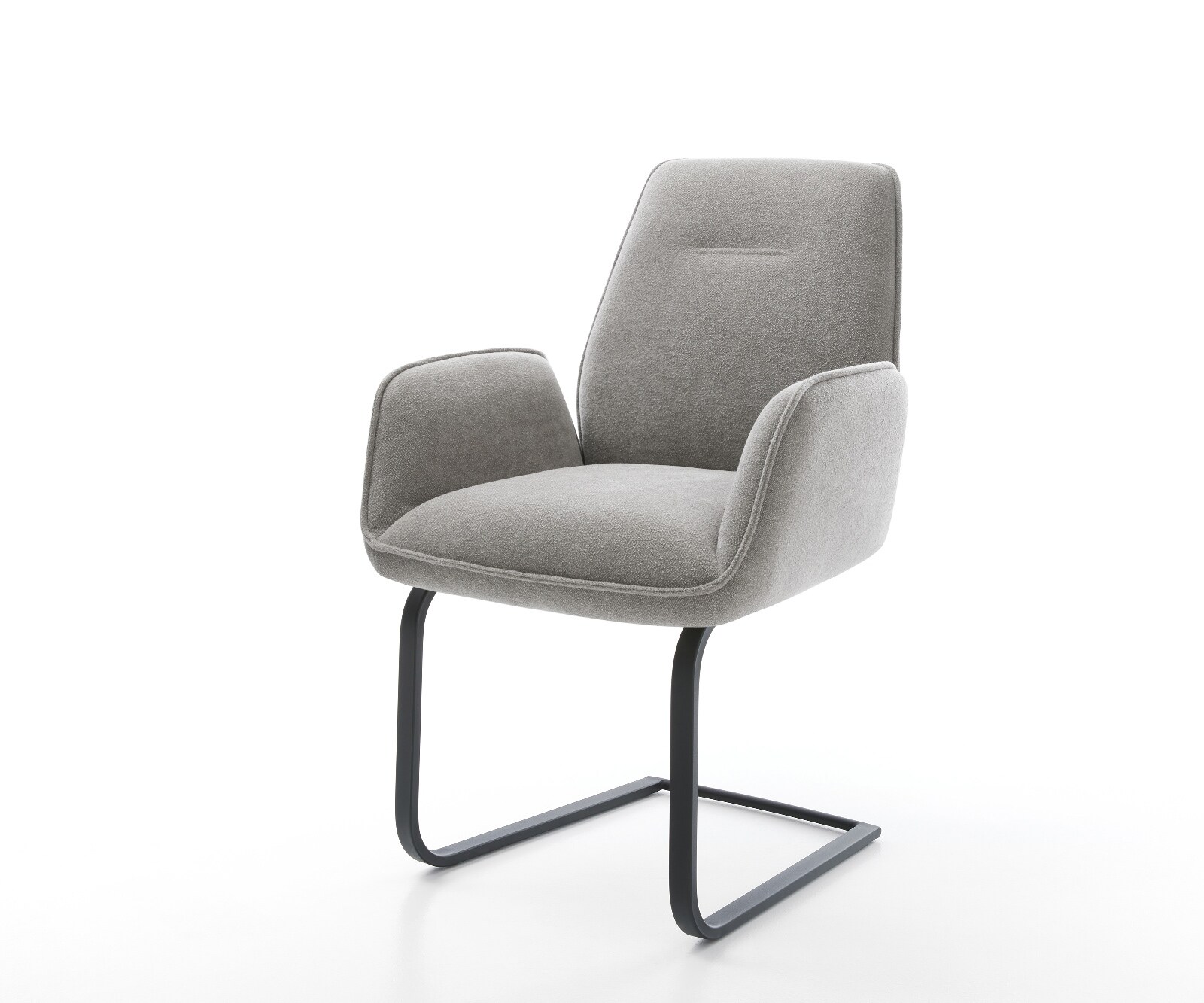 Конзолен стол Zoa-Flex текстурирана тъкан мек сив конзолен стол плосък черен джоб пружина сърцевина 1