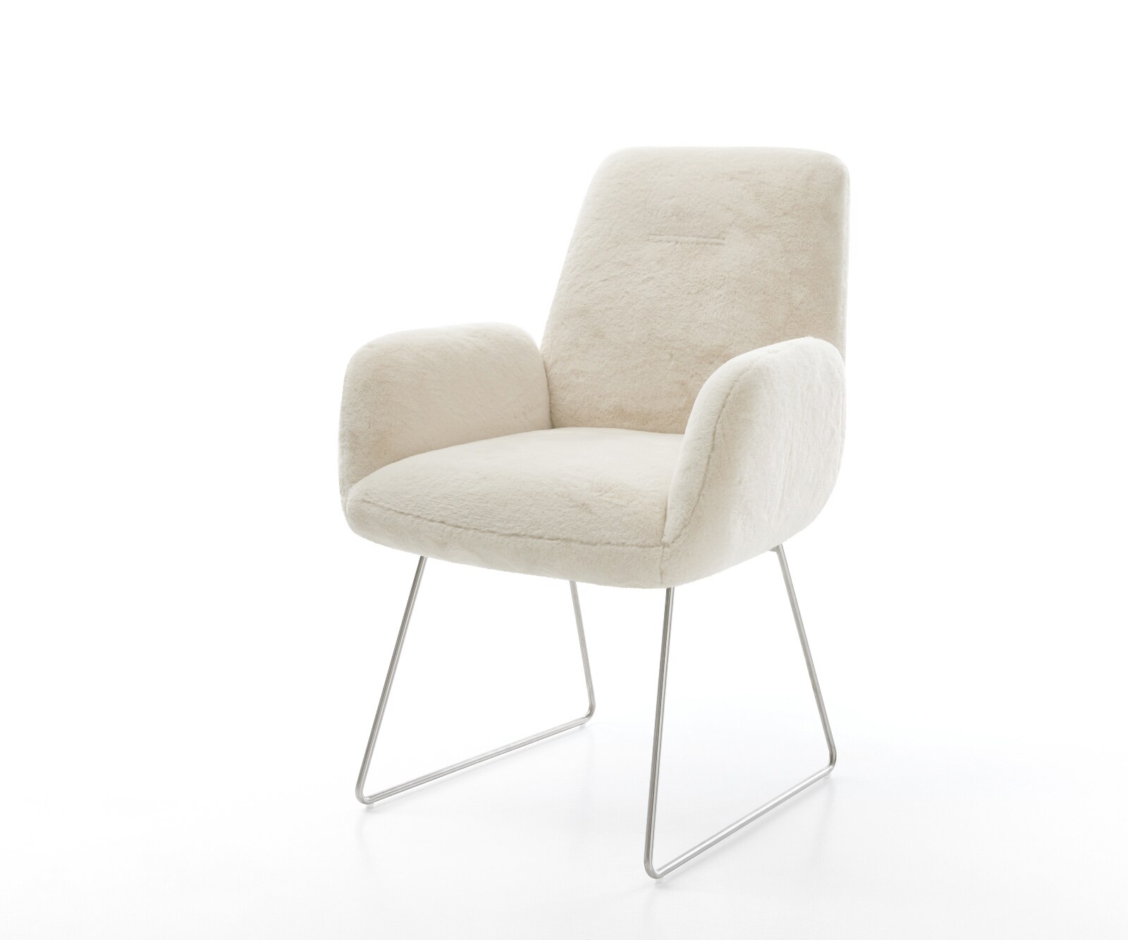 Стол за хранене Zoa-Flex плюшена кремаво-бяла основа от неръждаема стомана с джобни пружини 1