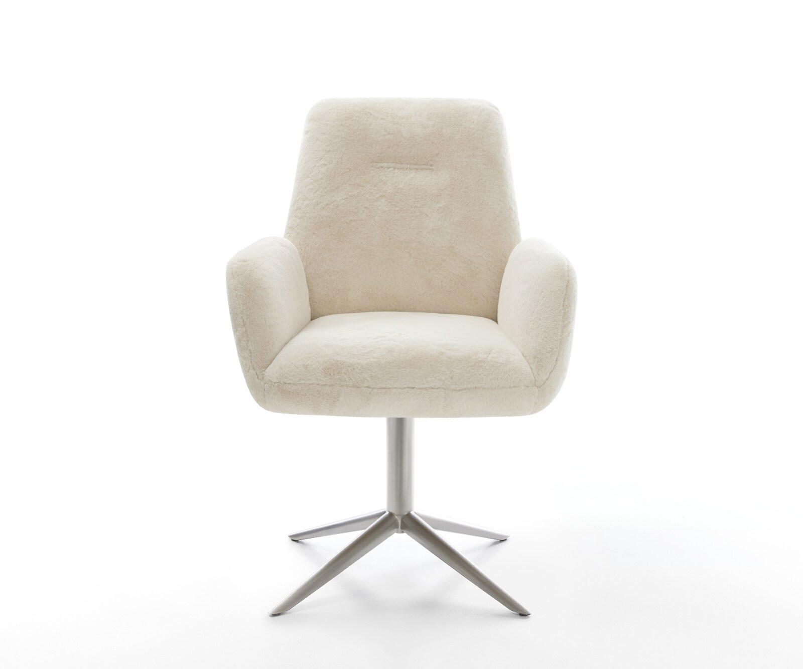 Въртящ се стол Zoa-Flex Плюш крем-бяло Основа от неръждаема стомана Завъртане на 360° Люлееща се функция Ядро от джобни пружини 1