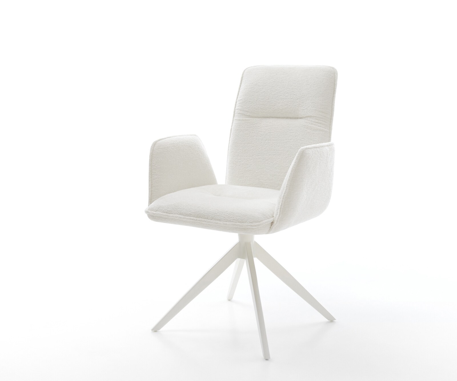Въртящ се стол Vinja-Flex Bouclé Soft Beige Кръстосана рамка широка Бяла 360° въртене Люлееща се функция 1