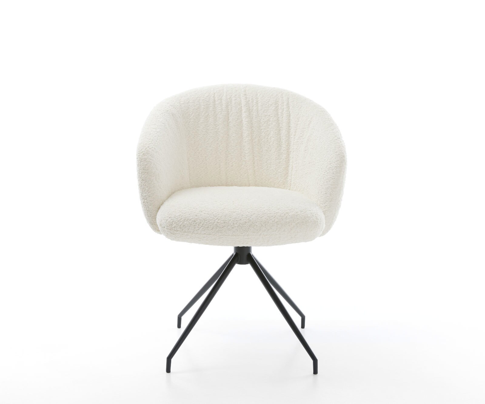 Врътящ се стол с подлакътници Букле Бял Конус крак кръгъл Черен 180° въртящ се Покет пружина Caja-Flex 2