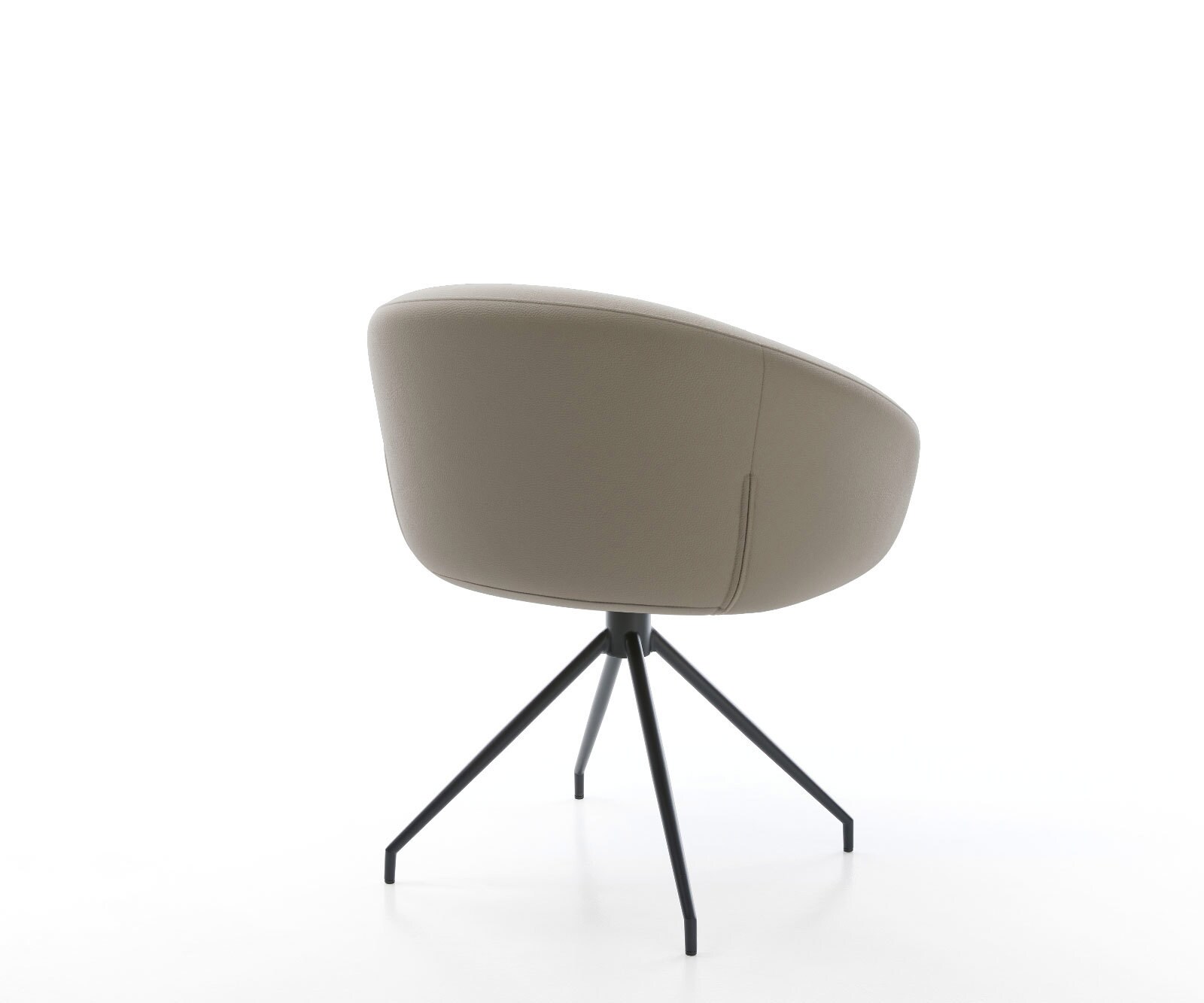 Врътящ се стол с подлакътници Естествена кожа Сиво-Кафяв Конус крак кръгъл Черен 180° въртящ се Покет пружина Vinka-Flex 5