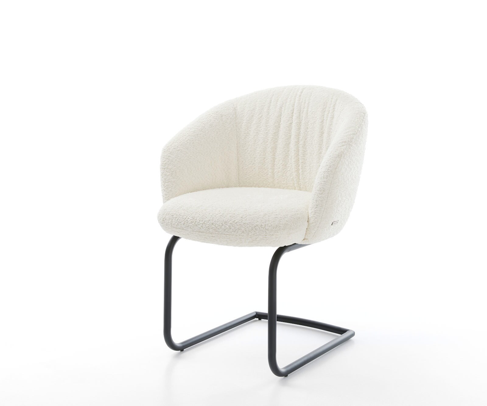 Люлеещ стол с подлакътници Букле Бял Конзолен крак кръгъл Черен Покет пружина Caja-Flex 1