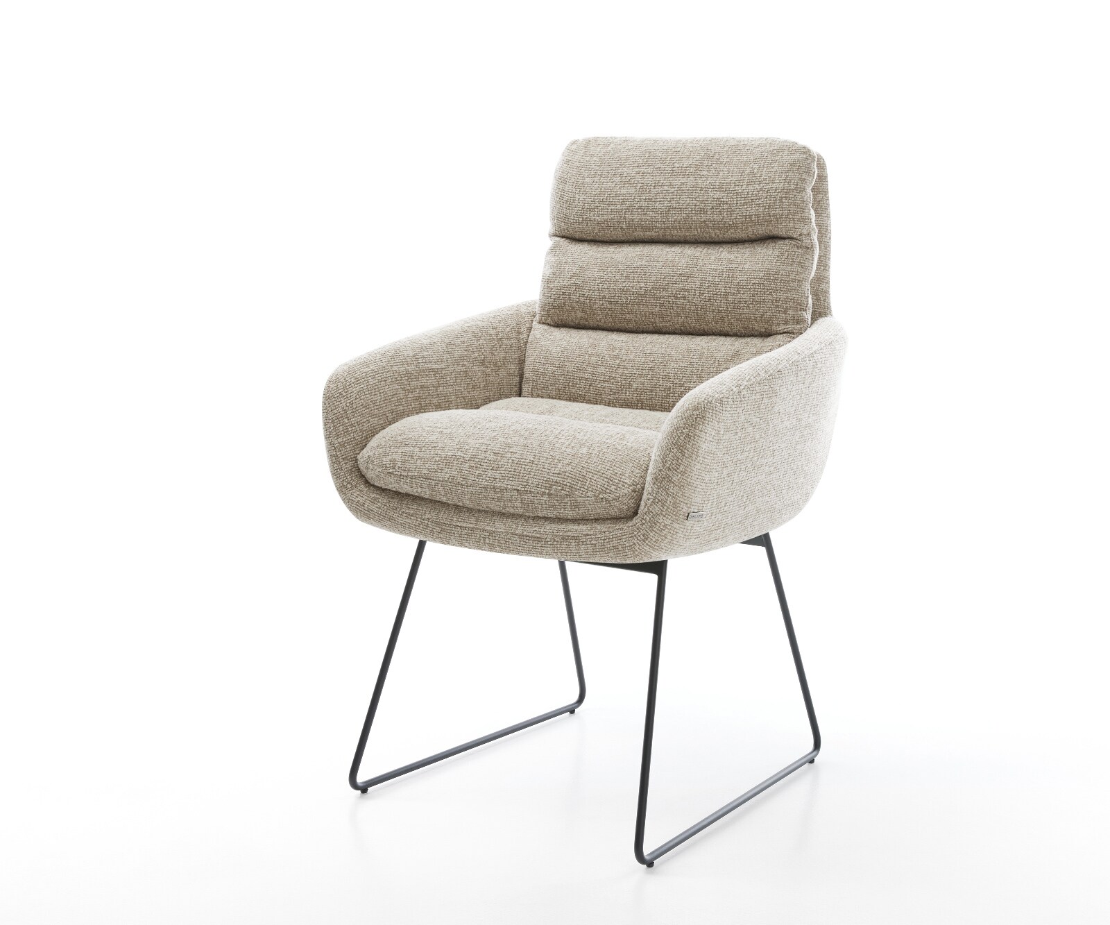 Стол за хранене Abelia-Flex с подлакътници Тъкан Soft Beige Основа за шейни Black 1