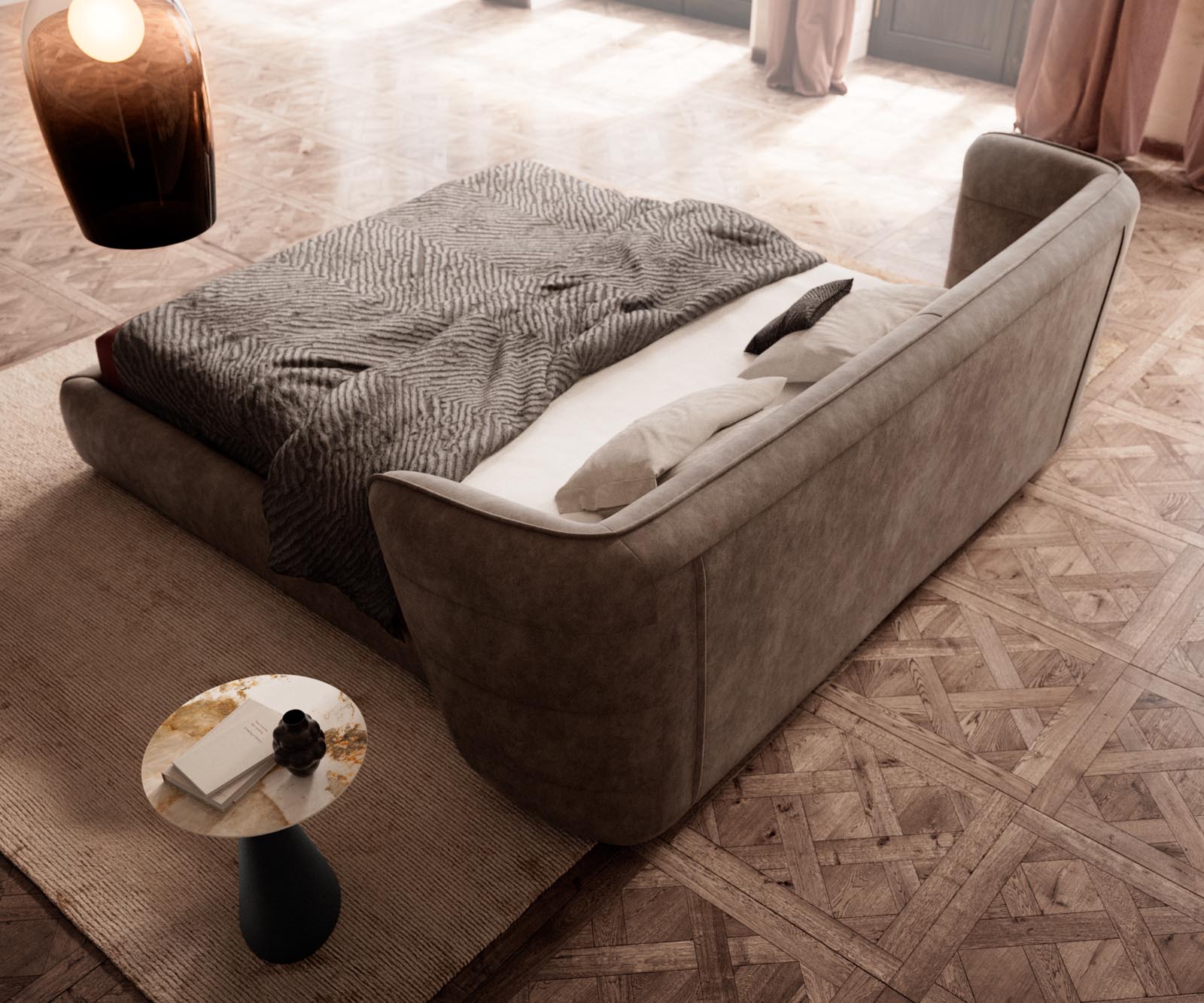 Тапицирана основа за легло Simea 180x200 cm от микрофибър сив реколта 5 Тапицирана основа за легло Simea 180x200 cm от микрофибър сив реколта 5