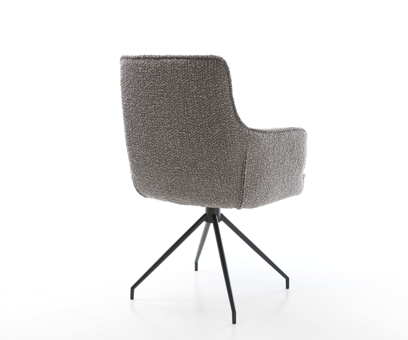 Врътящ се стол с подлакътници Букле СребристСив Конус крак кръгъл Черен 180° въртящ се Покет пружина Heira-Flex 4