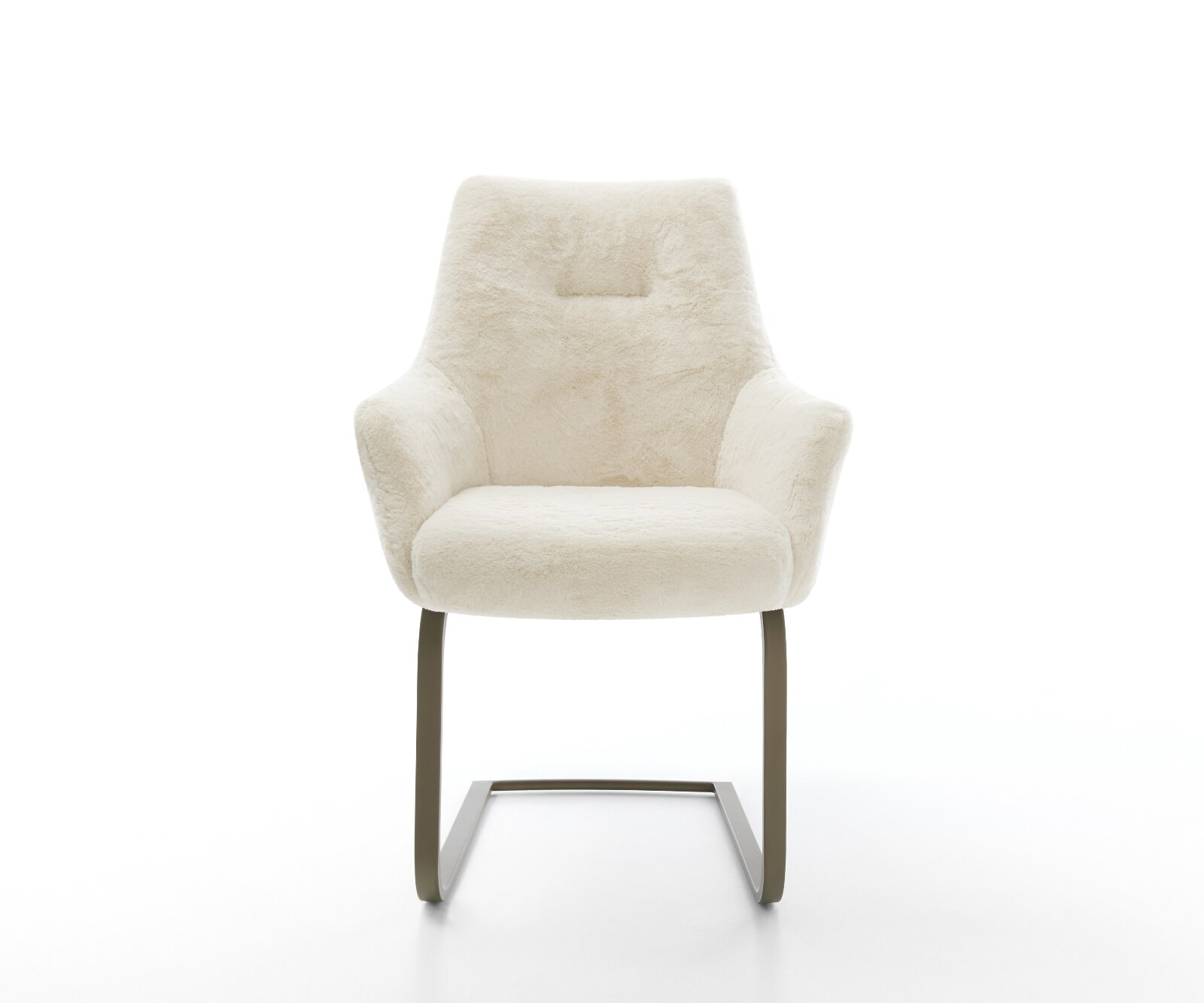 Конзолен стол Alja-Flex с подлакътници плюшен кремаво-бял конзолен стол покритие с плосък ефект сърцевина от титанови джобни пружини 2