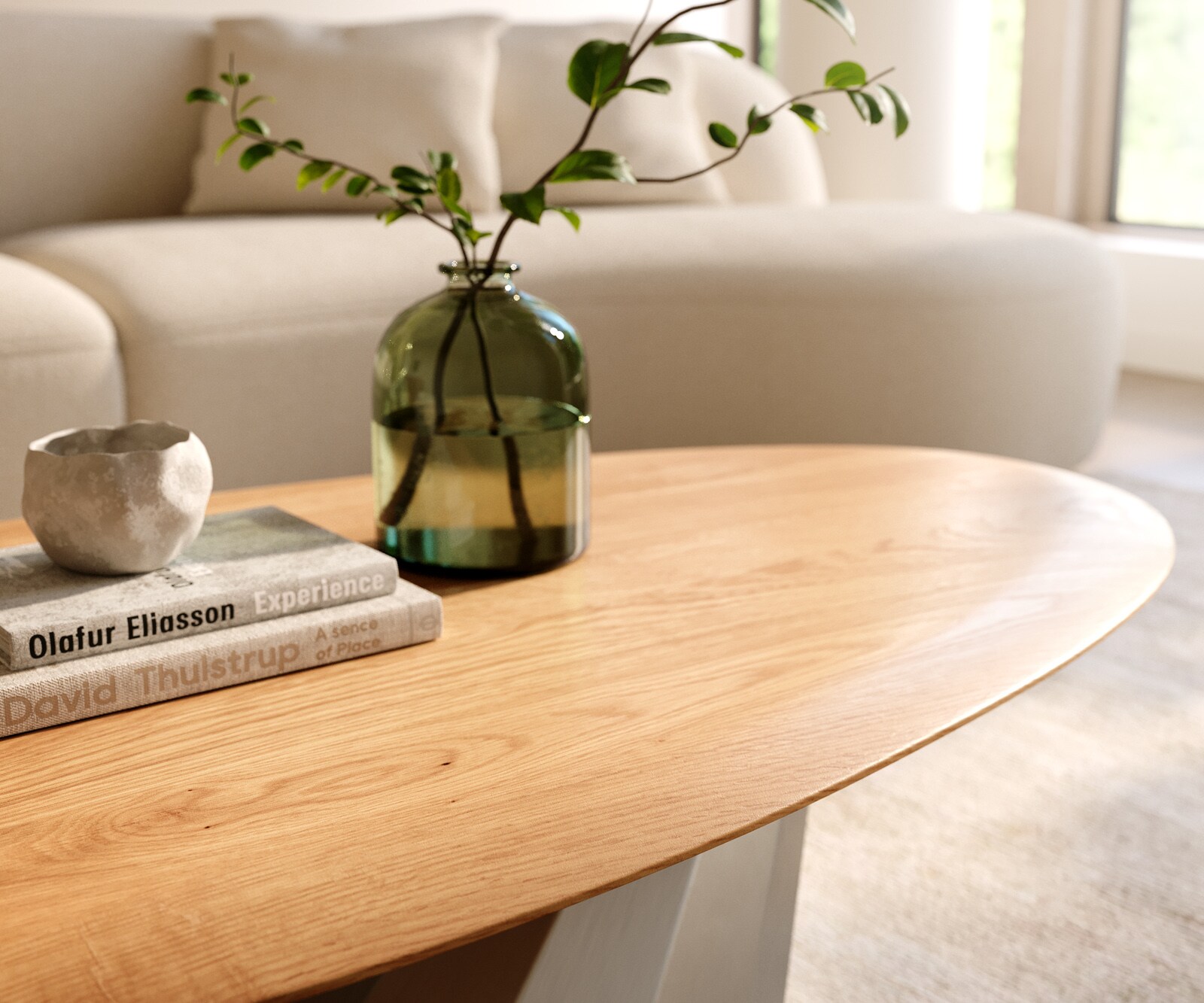 Масичка за кафе Edge Oval 140x75 cm естествен дъб кръгъл ръб Parabi матирана неръждаема стомана 4