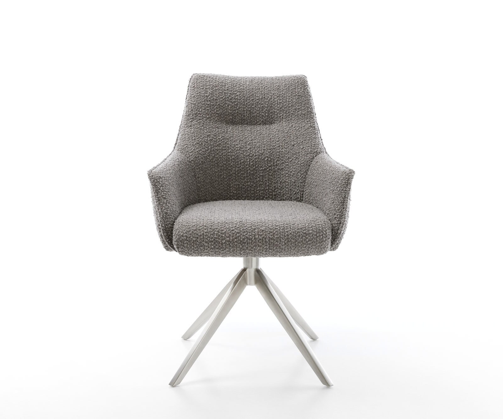 Врътящ се стол с подлакътници Букле СребристСив Конус крак плосък Неръждаема стомана 360° въртящ се Покет пружина Alja-Flex 2