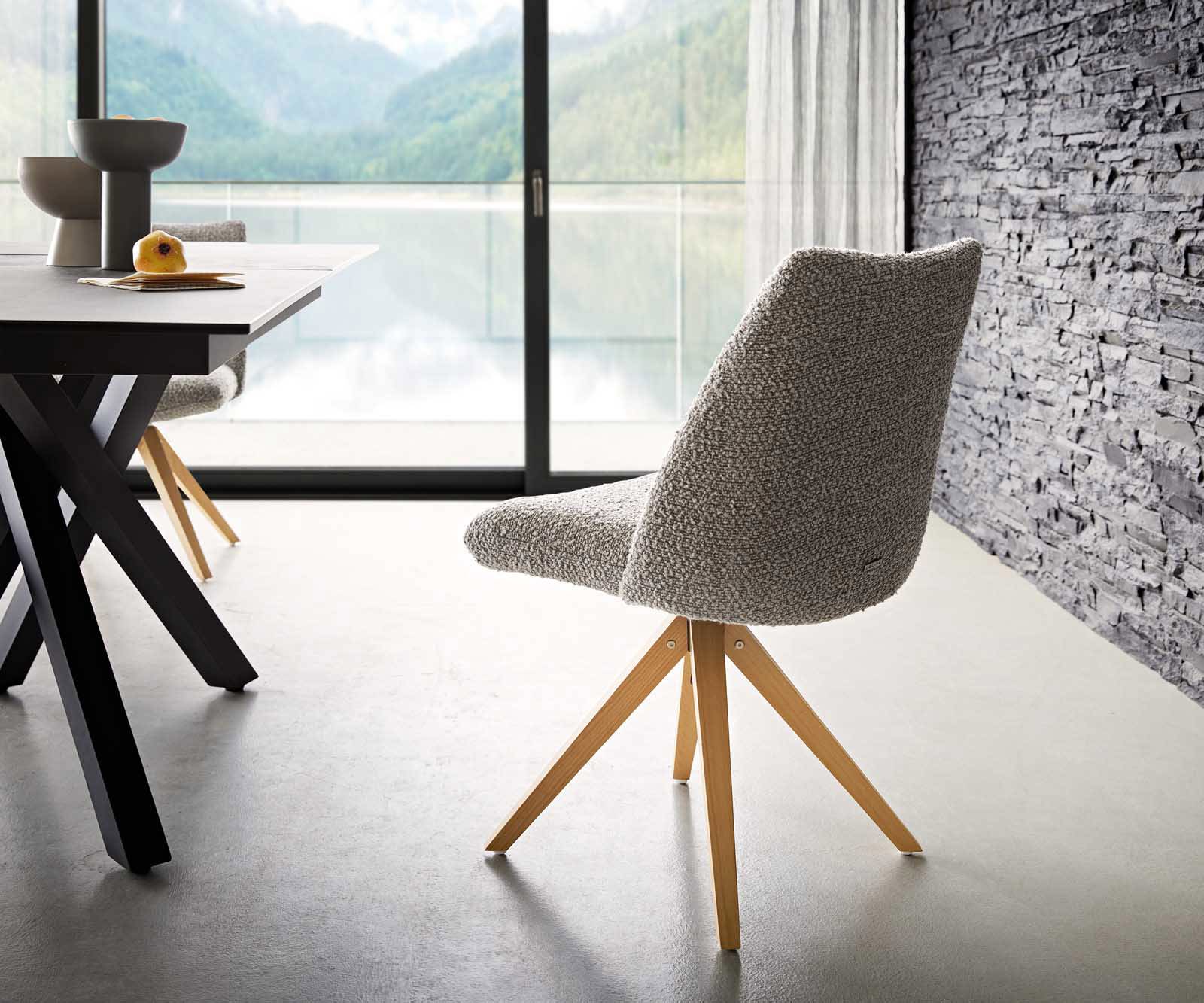 Врътящ се стол Букле СребристСив Дървена рамка  Натурал 180° въртящ се Покет пружина Elso-Flex 5 Врътящ се стол Букле СребристСив Дървена рамка  Натурал 180° въртящ се Покет пружина Elso-Flex 5