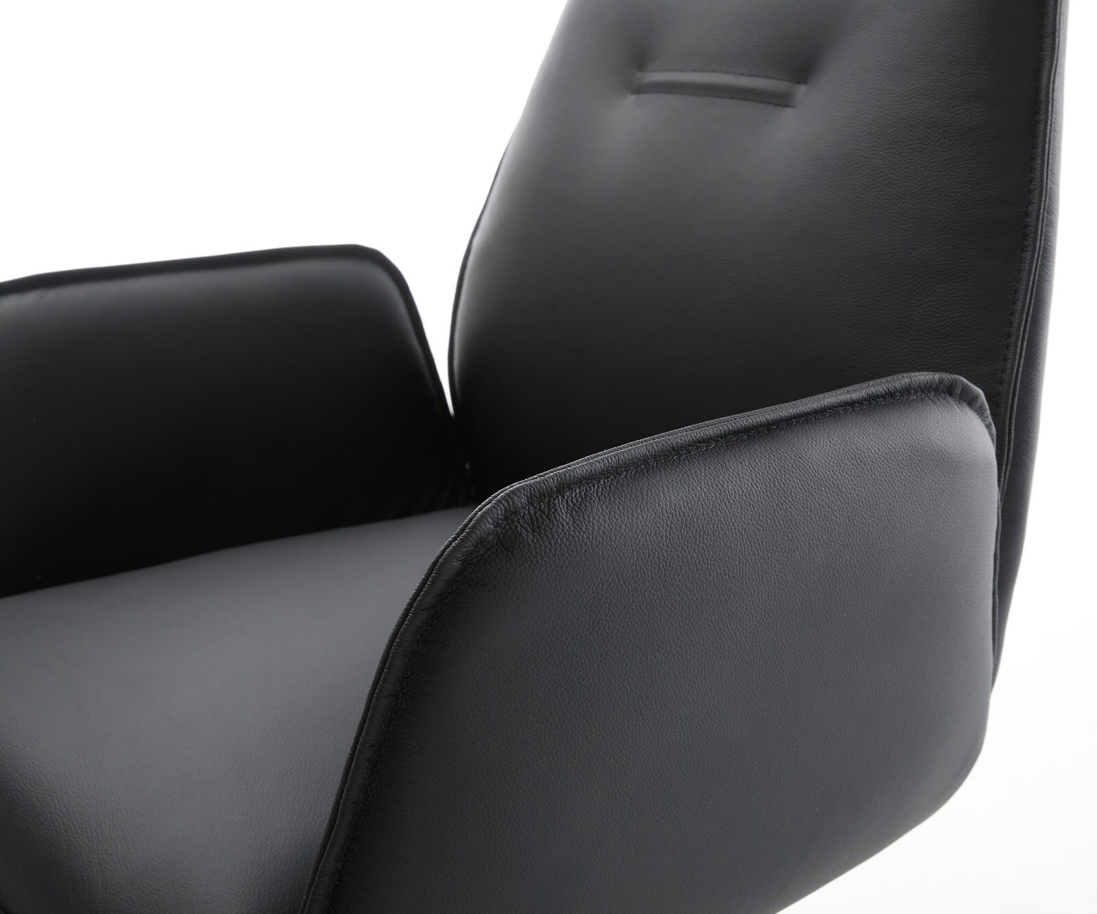 Врътящ се стол Естествена кожа Черен Конус крак кръгъл Черен 180° въртящ се Zoa-Flex 4