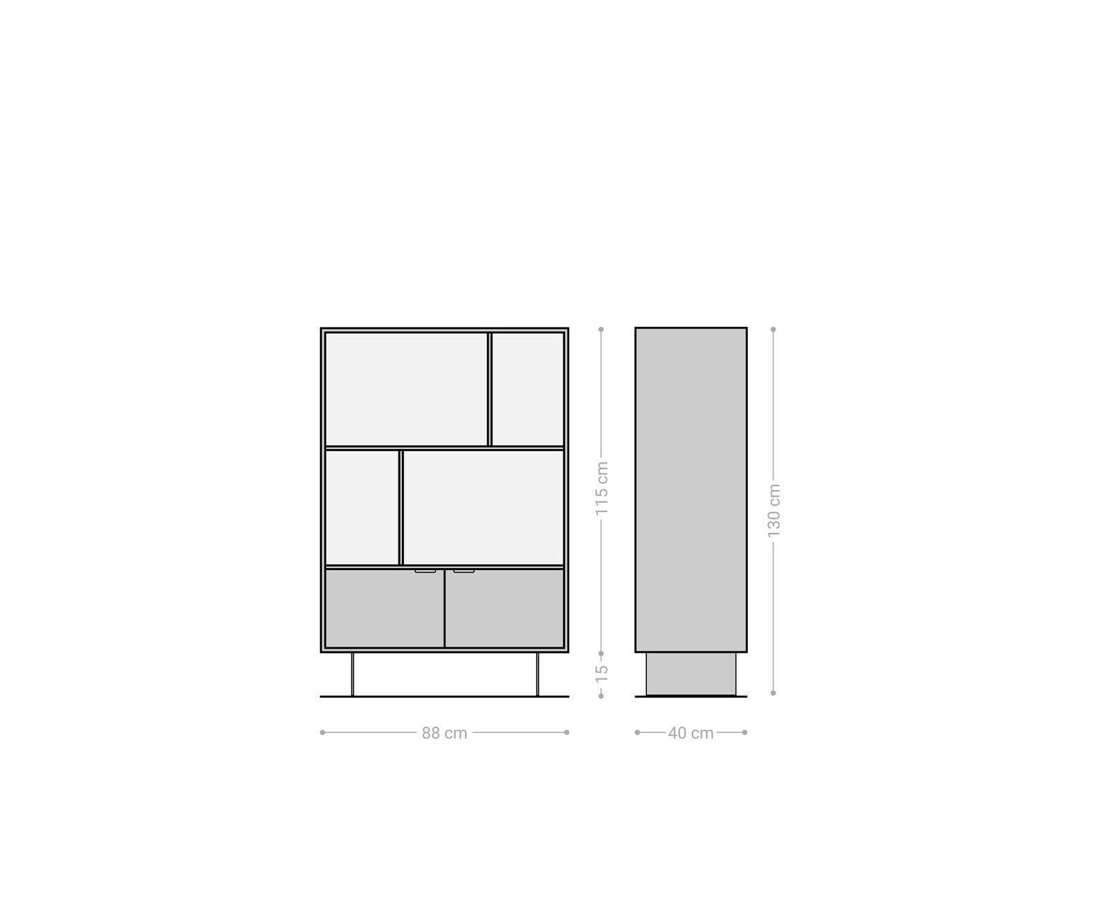 Стелаж Teele 90x130 cm естествена акациева шисти 2 врати база плаваща неръждаема стомана 6