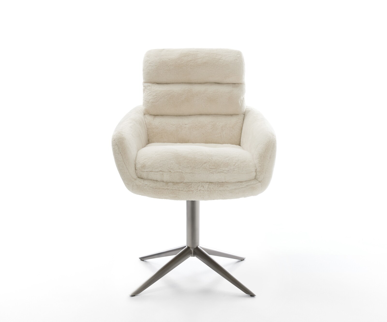 Въртящ се стол Abelia-Flex с подлакътници плюшена кремаво-бяла основа графит 360° въртяща се люлееща се функция 2