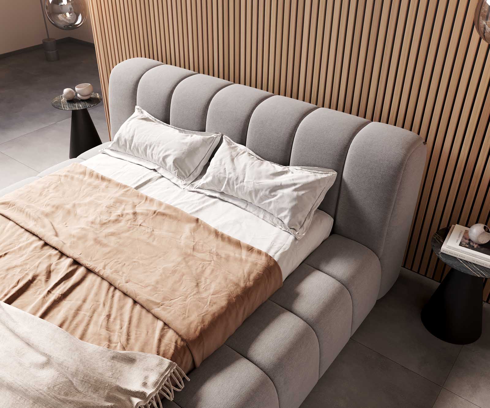 Тапицирано легло Cutio 140x200 cm микрофибър сиво 4 Тапицирано легло Cutio 140x200 cm микрофибър сиво 4