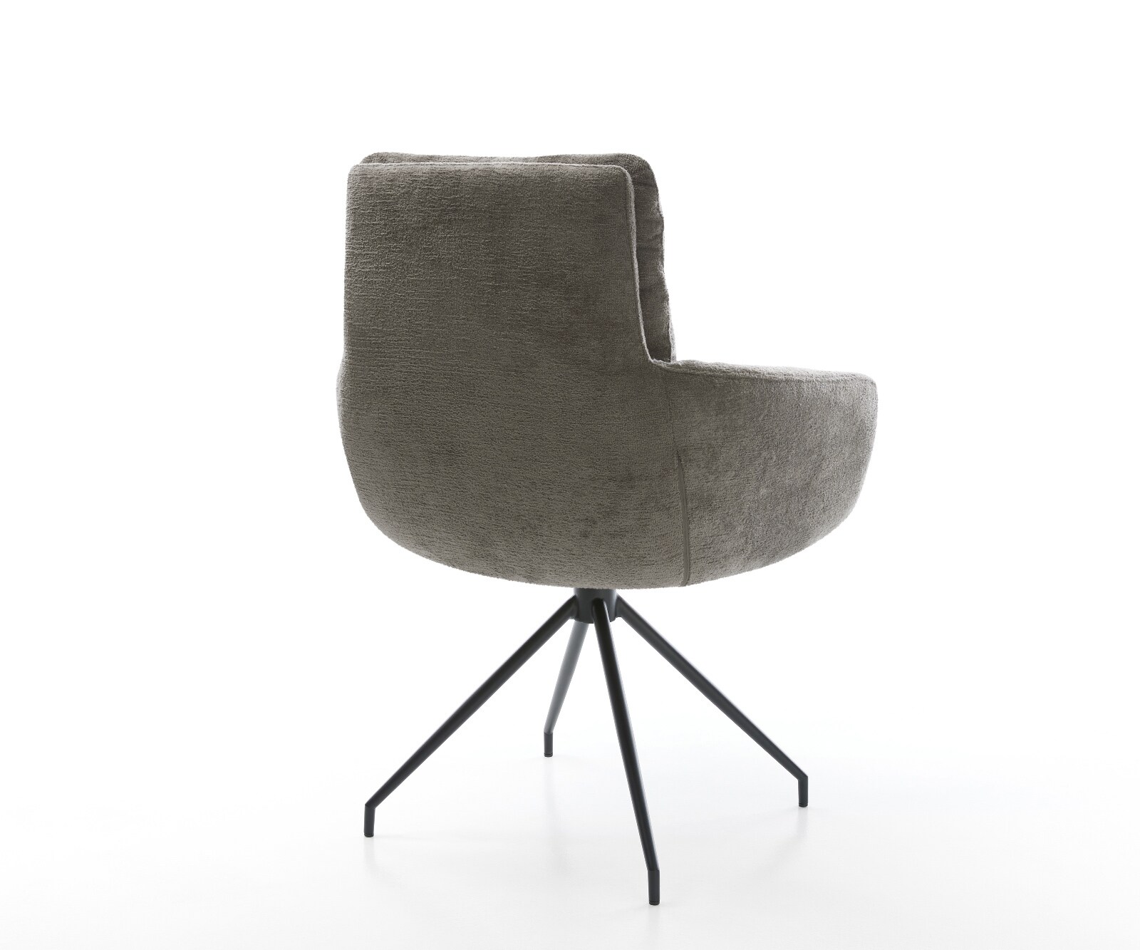 Трапезен стол Abelia-Flex с подлакътници Bouclé Soft Mud Кръстосана рамка конична черна 5