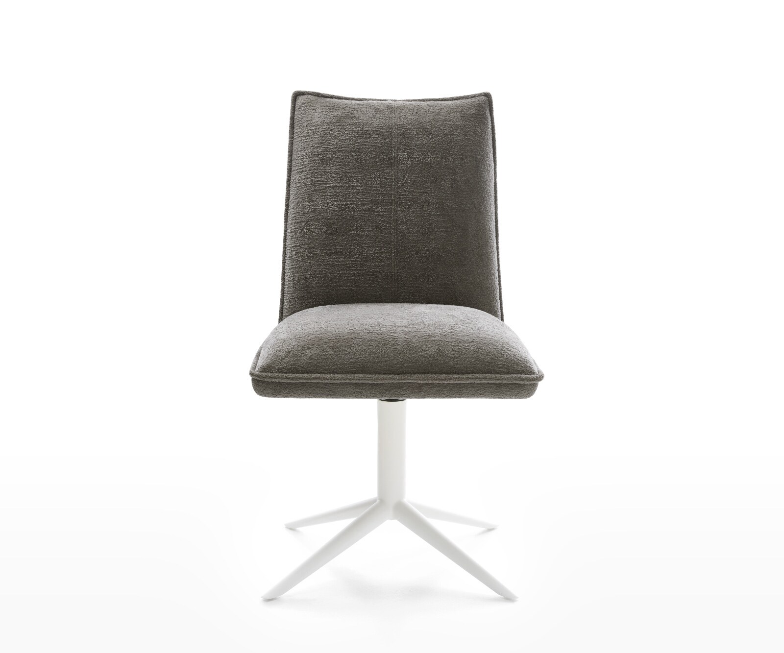 Въртящ се стол Lelio-Flex Bouclé Soft Mud Бяла основа със звезда 360° въртене Функция люлеене Ядро от джобни пружини 2