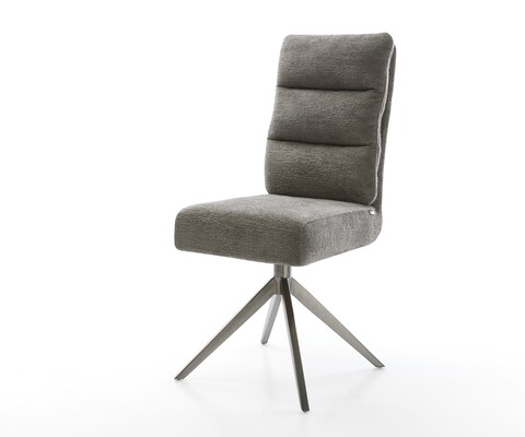 Въртящ се стол Pela-Flex Bouclé Soft Mud Кръстосана рамка широка Графит Въртене на 360° Люлееща се функция Ядро от джобни пружини