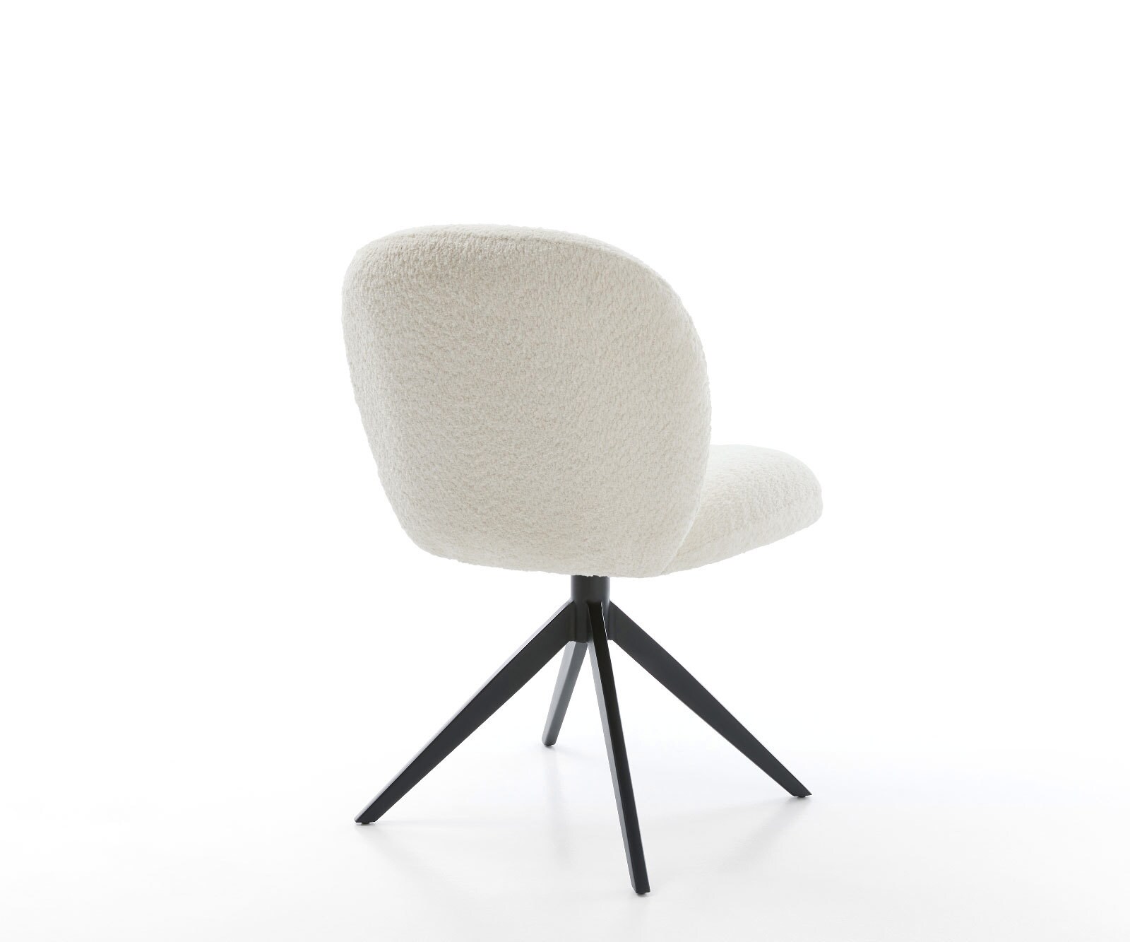 Въртящ се стол Nube-Flex Bouclé Бяла кръстосана рамка широка Черна 360° въртене Люлееща се функция Ядро от джобни пружини 4