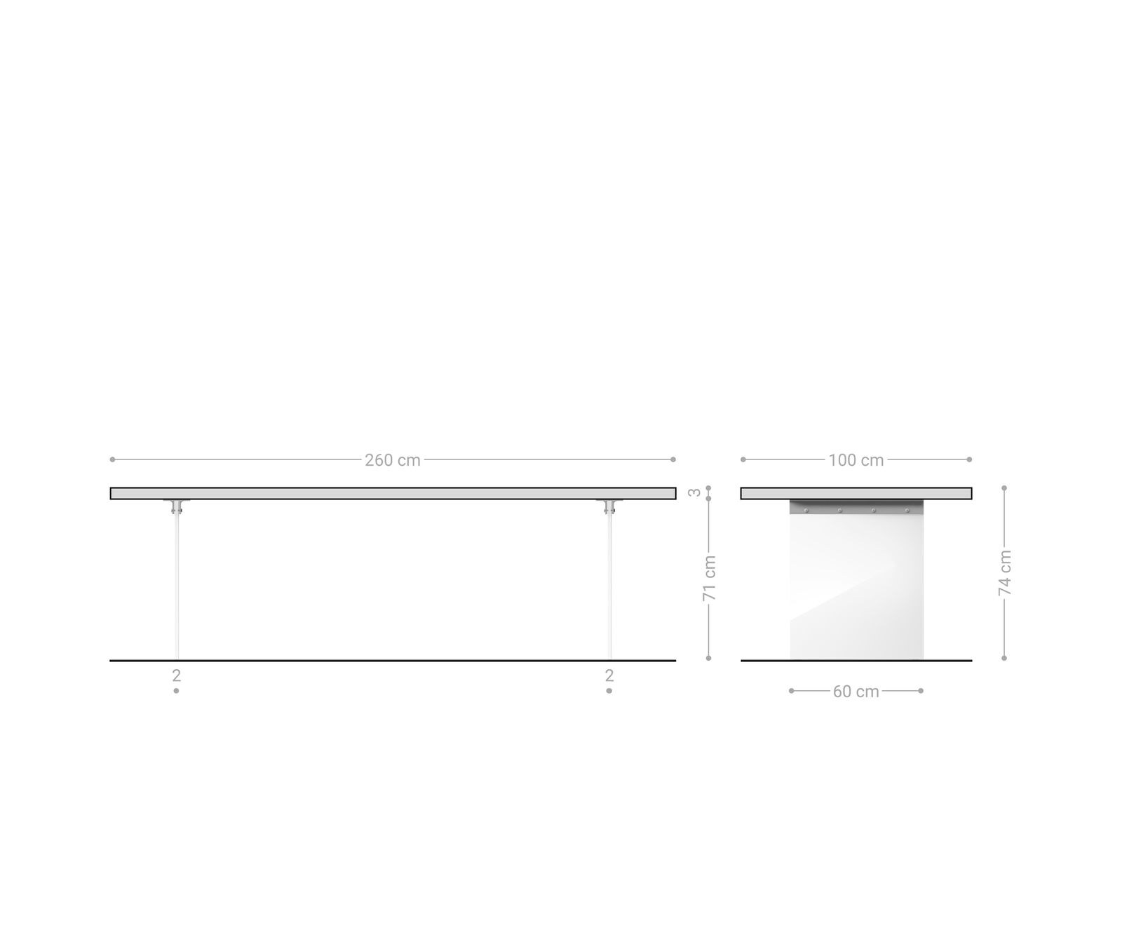Маса 260x100 Акация Натурал Стъкло Edge 8