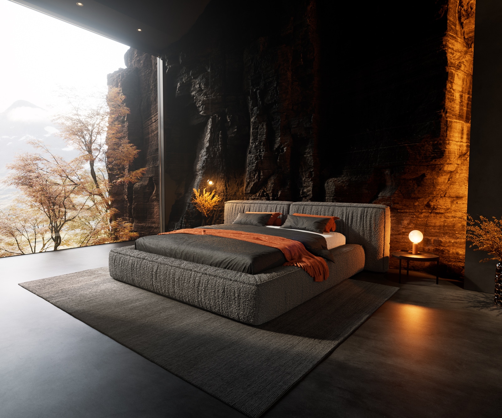 Тапицирано легло Coperti 180x200 cm bouclé сребристо сив Тапицирано легло Coperti 180x200 cm bouclé сребристо сив