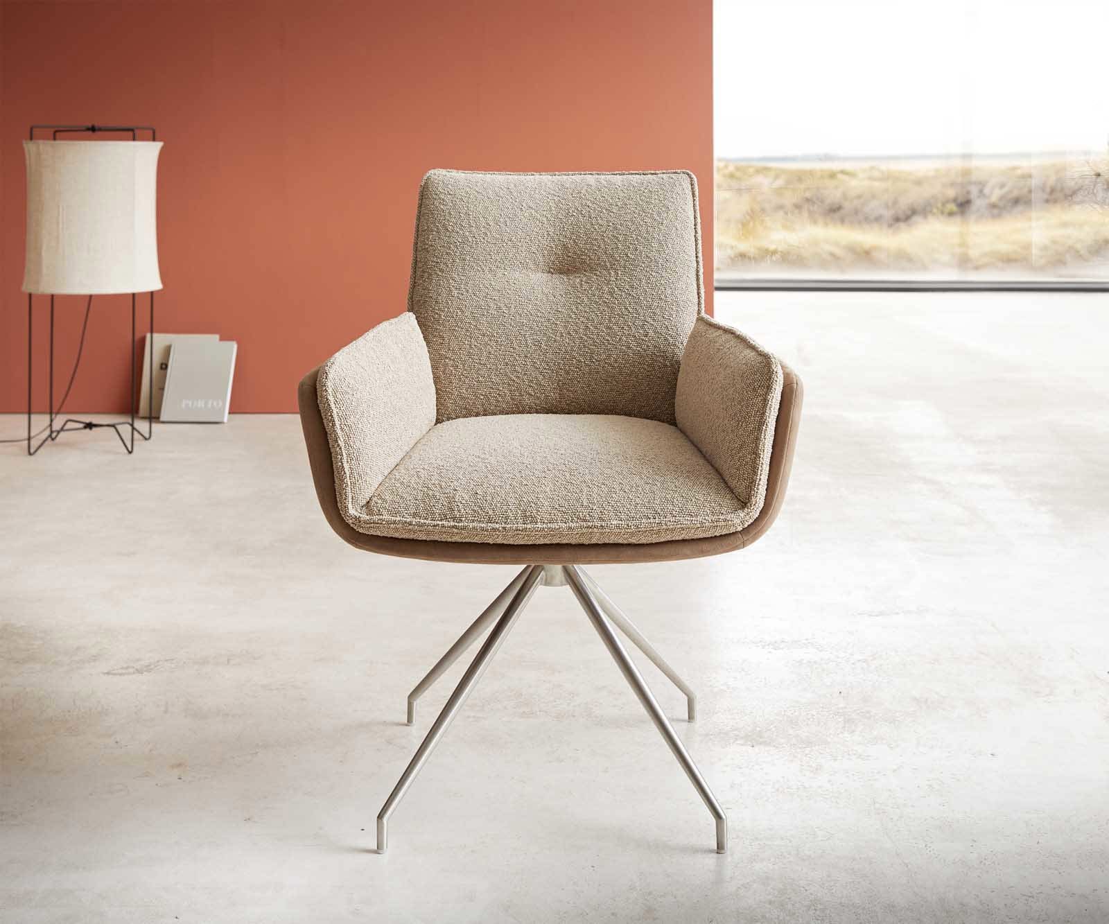 Въртящ се стол Nela-Flex материал микс кръстосана рамка неръждаема стомана въртящ се на 180° 1 Въртящ се стол Nela-Flex материал микс кръстосана рамка неръждаема стомана въртящ се на 180° 1