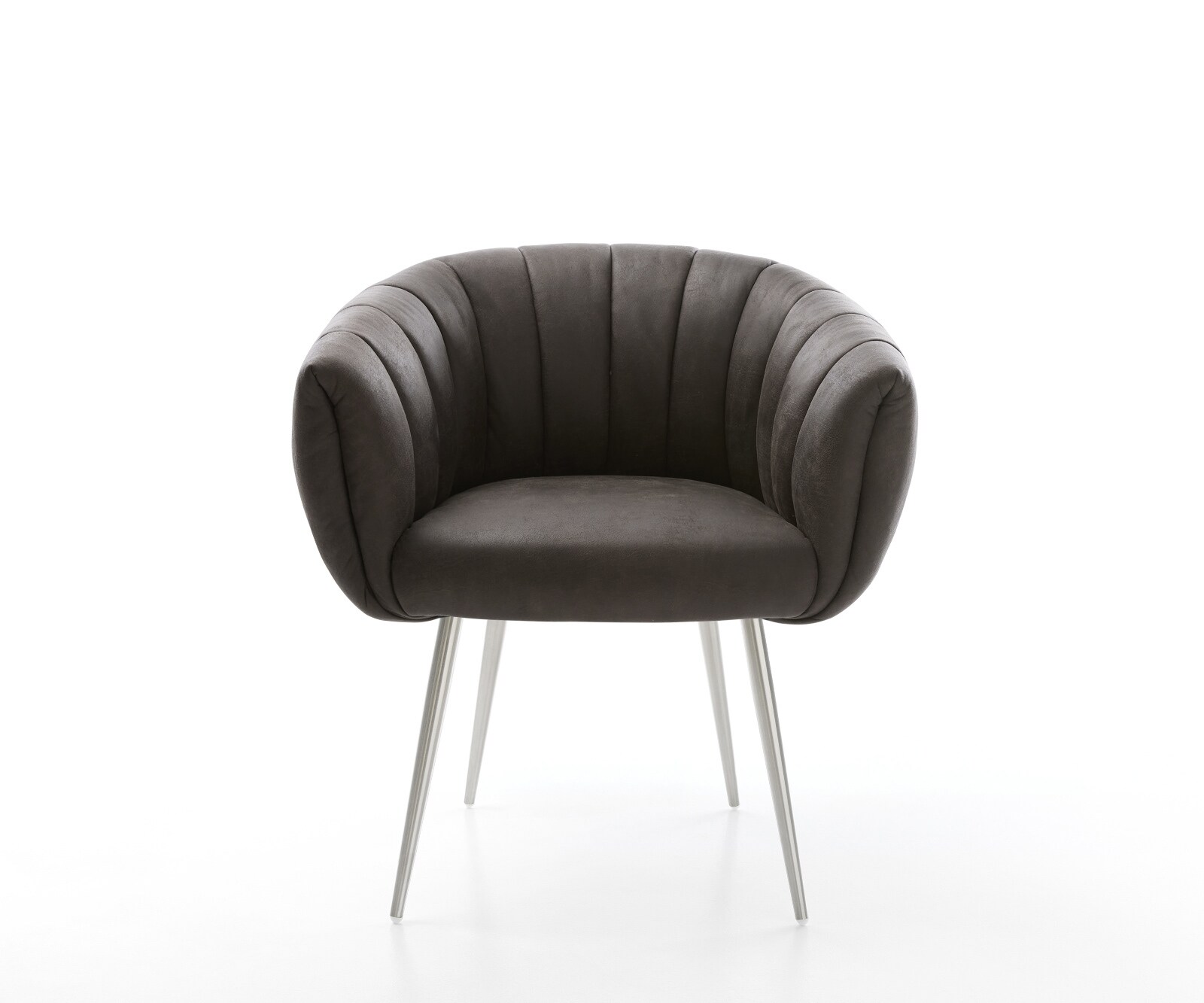 Трапезен стол Jada-Flex, микрофибър антрацит винтидж, 4-крака конична сърцевина от джобни пружини от неръждаема стомана 1