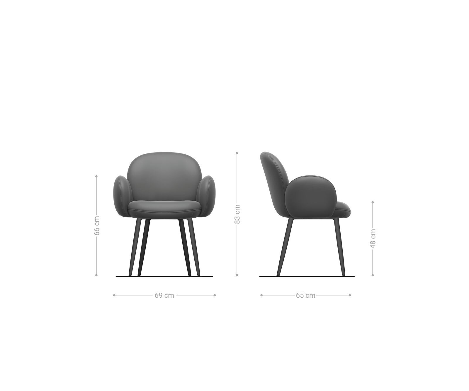 Трапезен стол с подлакътници Шенил Маслина 4 крака конични Черен Покет пружина Nube-Flex 6