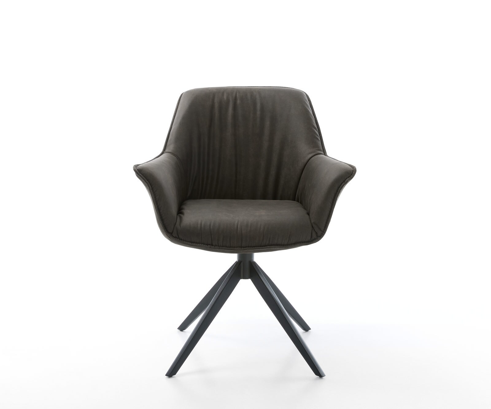 Врътящ се стол с подлакътници Антрацит Винтидж Конус крак плосък Черен 360° въртящ се Keila-Flex 2