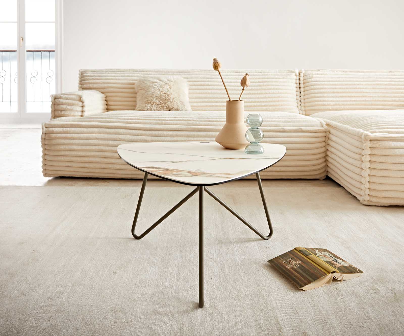 Холна маса 65x65 cm Керамика Calacatta Luxe бял-Злато-Сив Метални огънати крака, кръгли Метал Ефектен финиш Titan Ekrem 1
