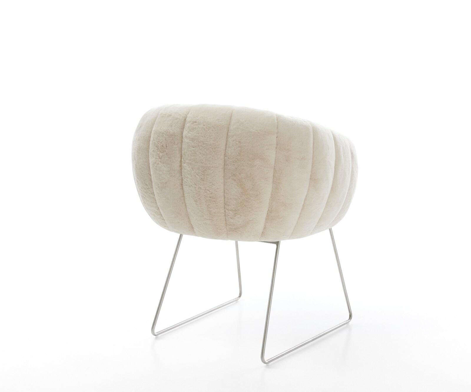 Трапезен стол Jada-Flex плюшена кремаво-бяла основа от неръждаема стомана с джобни пружини 4