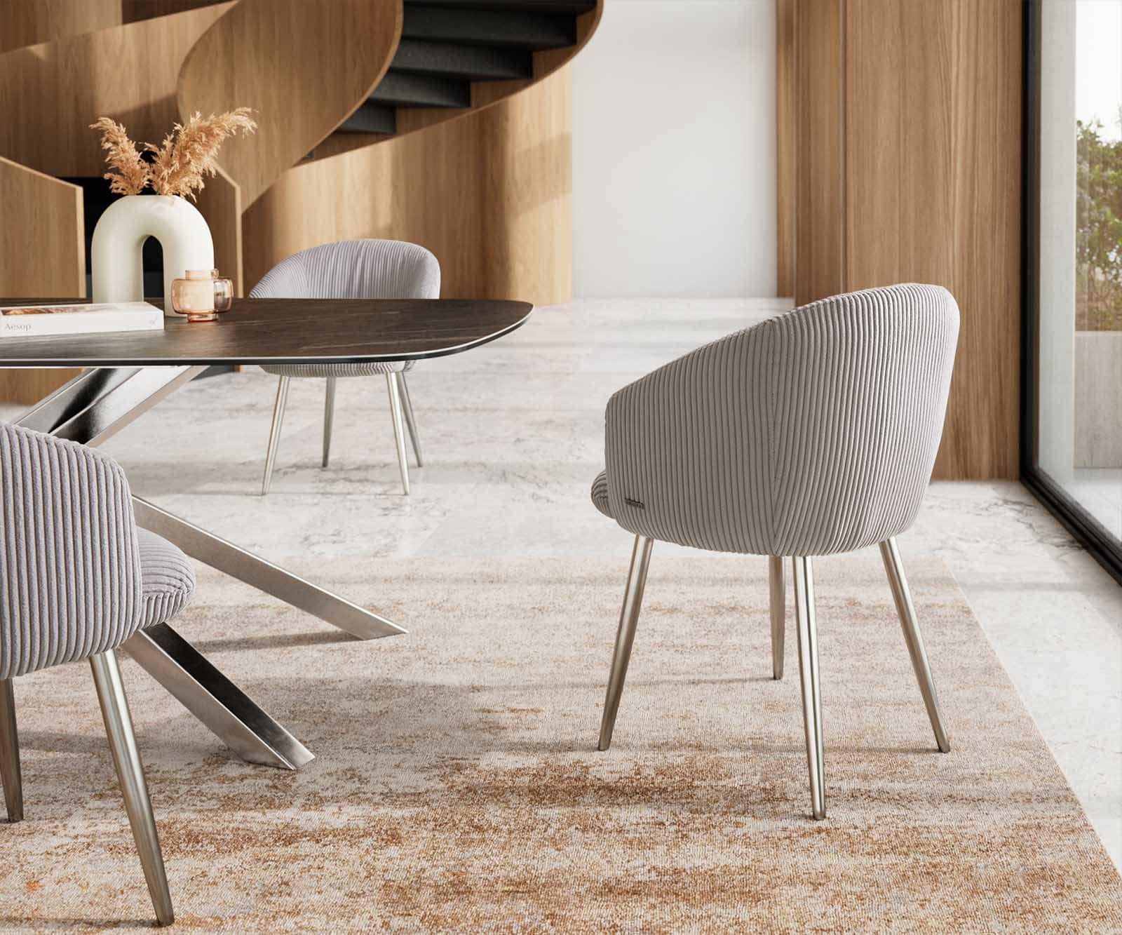 Стол Корд Сребристосив 4-крака Прави Неръждаема стомана Покет пружина Caja-Flex 4 Стол Корд Сребристосив 4-крака Прави Неръждаема стомана Покет пружина Caja-Flex 4