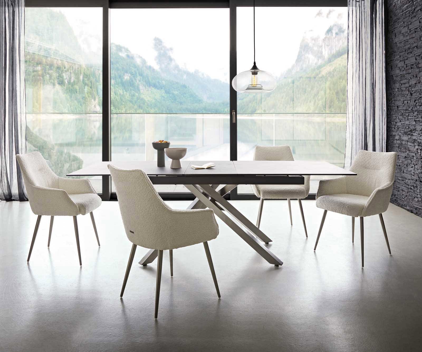 Стол Букле Бяло 4-крака Прави Неръждаема стомана Покет пружина Alja-Flex 3 Стол Букле Бяло 4-крака Прави Неръждаема стомана Покет пружина Alja-Flex 3