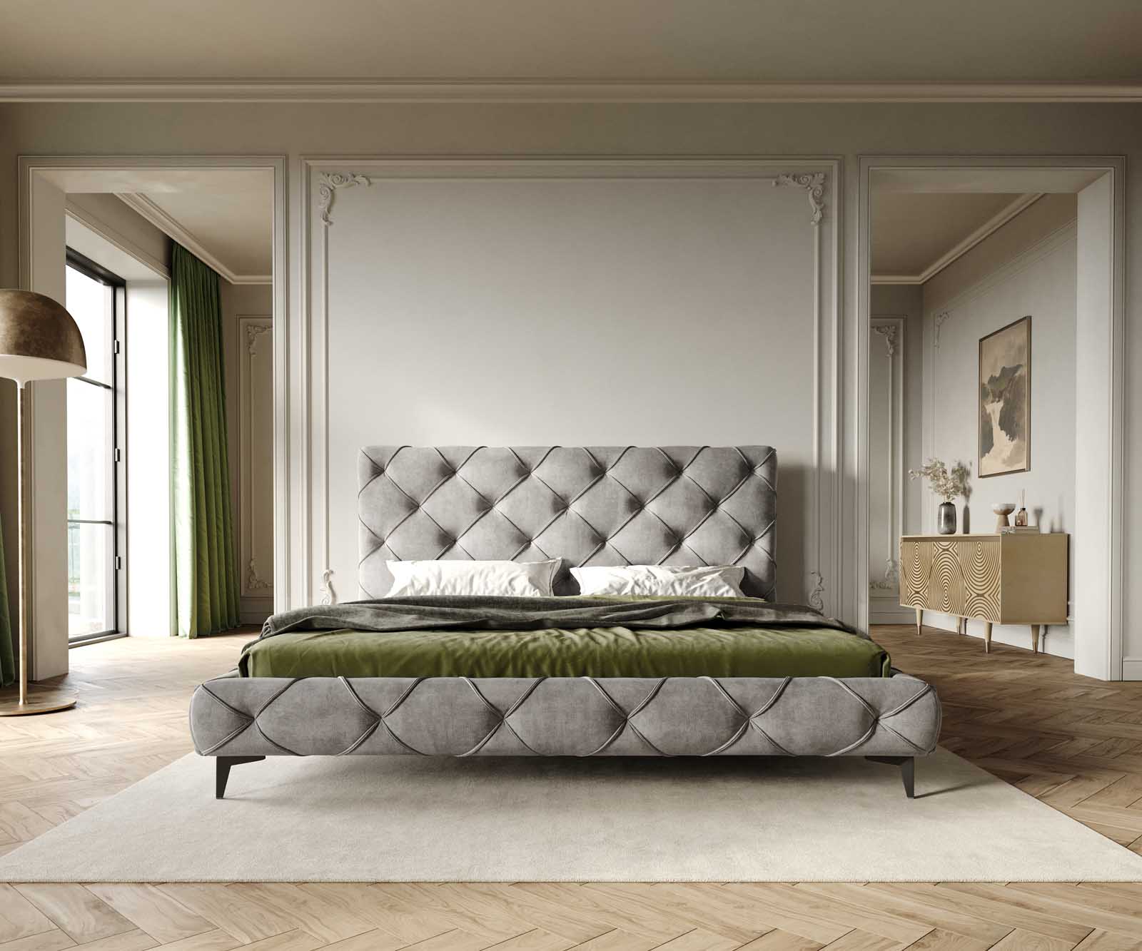 Тапицирано легло Nayara 180x200 cm, микрофибър, сива 2