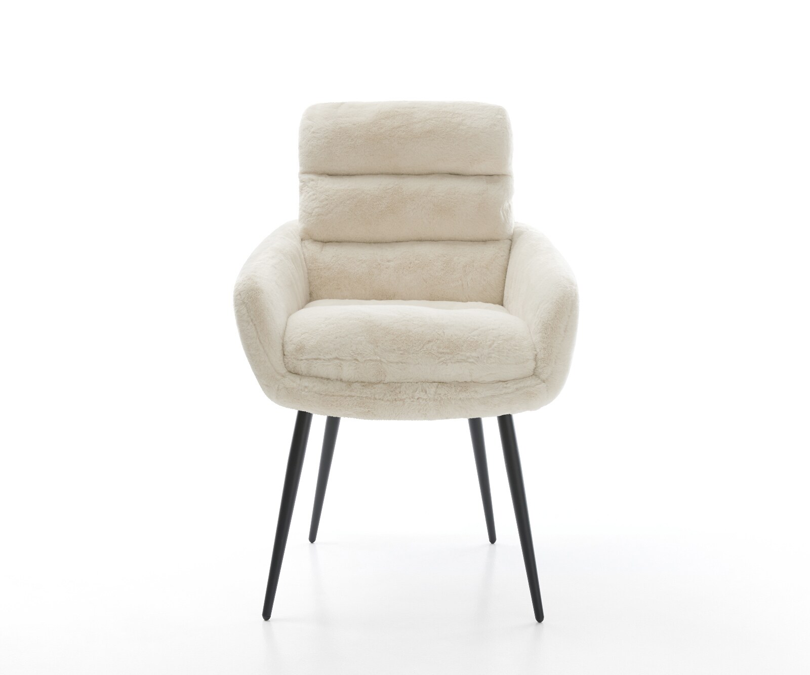 Трапезен стол Abelia-Flex с подлакътници плюшен крем-бял 4-футов заострен черен 2