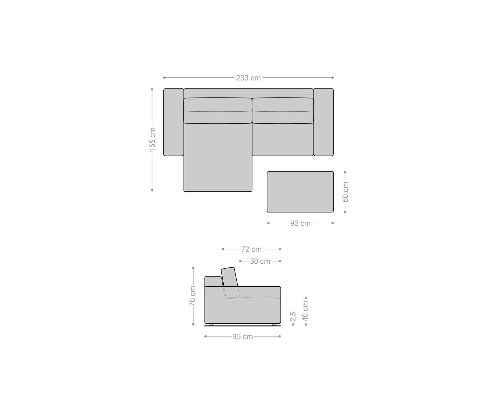 Ъглов диван L 260x160 cm Букле Крем-Бял Варианти лежанка с табуретка Lanzo 5
